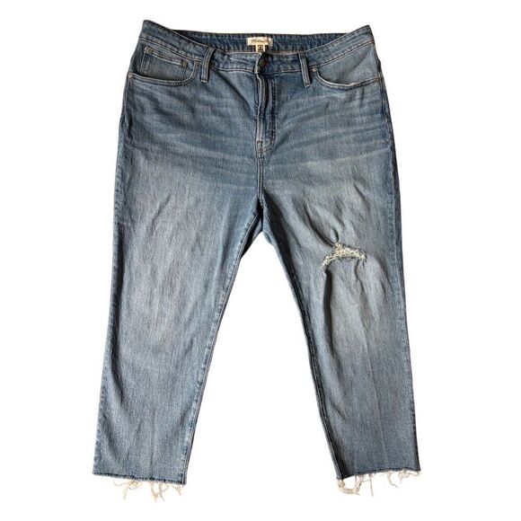 Madewell The Perfect Vintage Jeans size 35 Petite Light Blue Wash Denim Distress - Picture 1 of 9